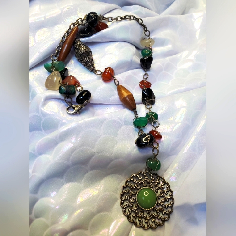 Agate Bohemian Boho Asymmetrical Beaded Ethnic Necklace
